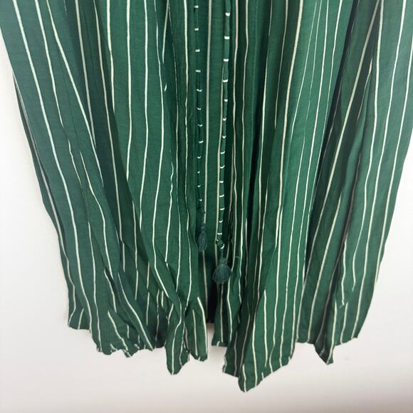 NWT Faithfull the Brand Womens Rivers Wrap Green/White Striped Tie Midi Dress 2 - Picture 5 of 12